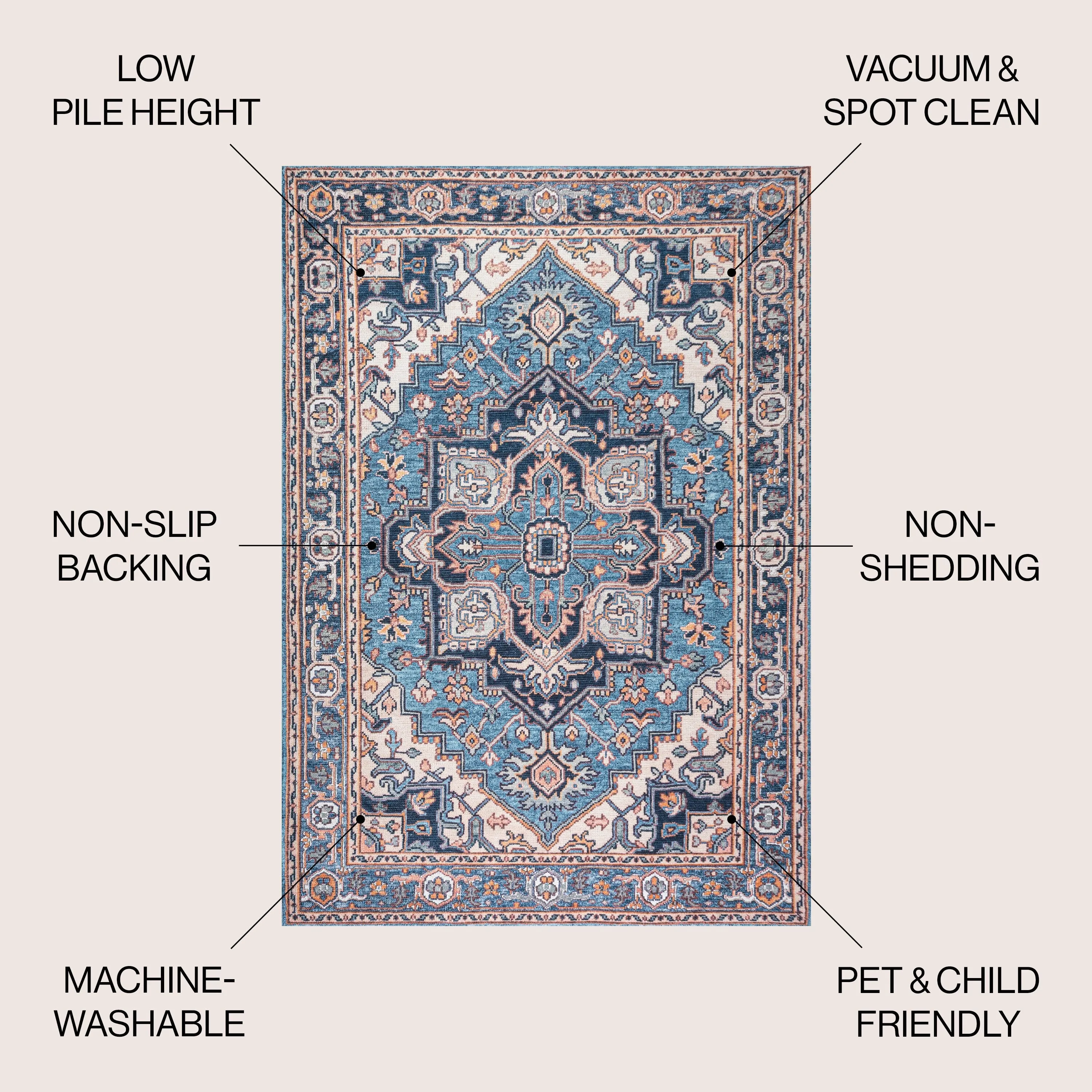 JONATHAN Y Victoria Ornate Large Medallion Machine Washable Area Rug
