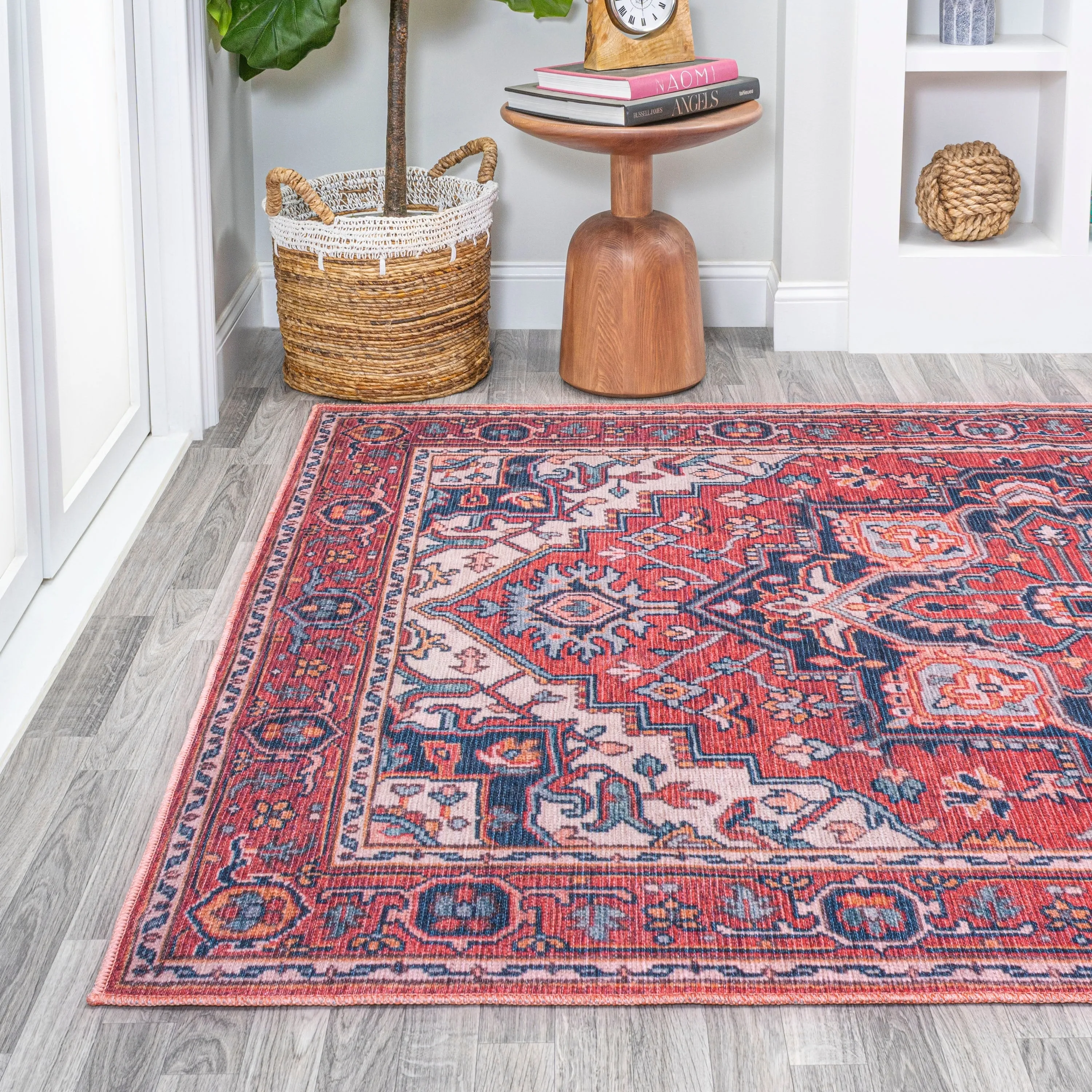 JONATHAN Y Victoria Ornate Large Medallion Machine Washable Area Rug