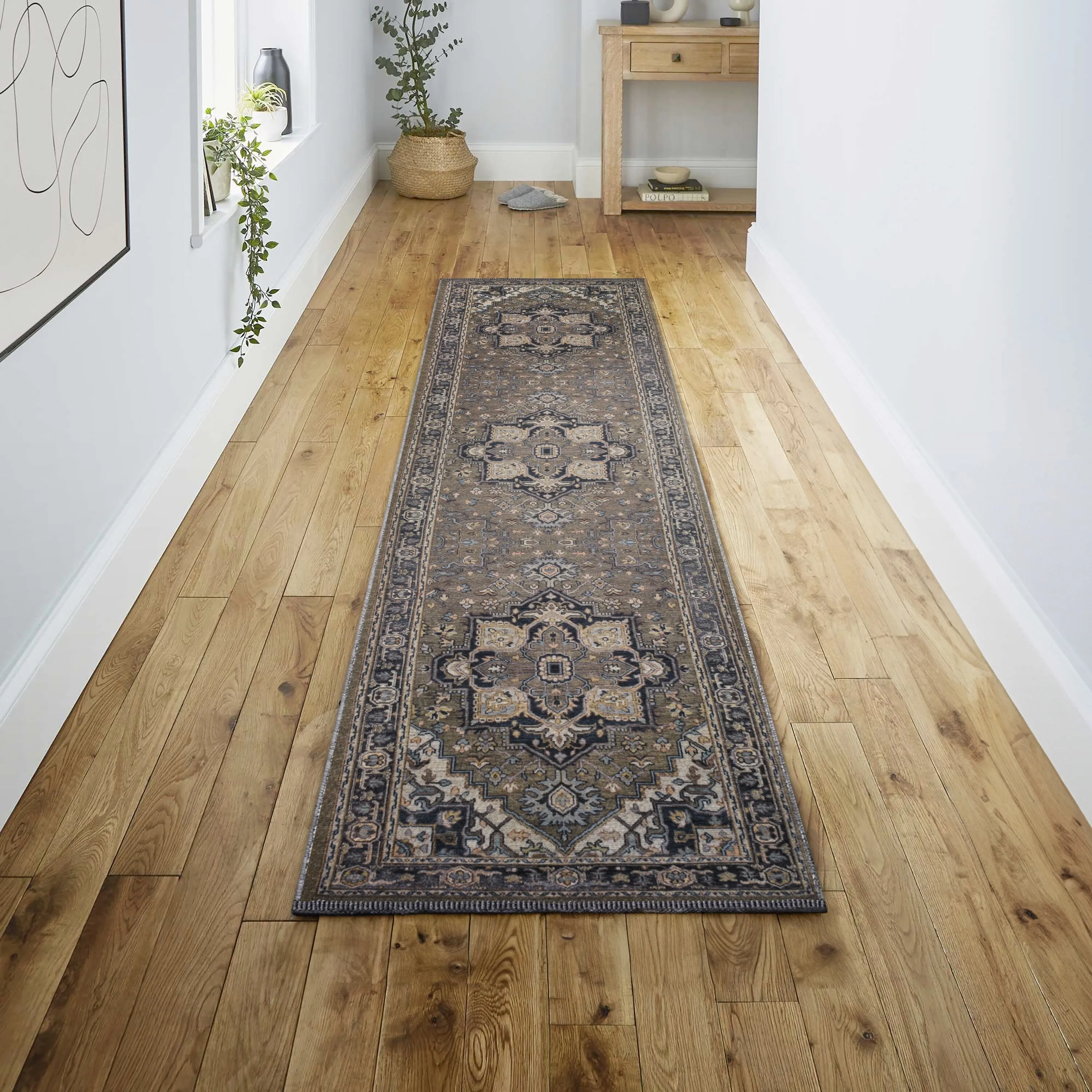 JONATHAN Y Victoria Ornate Large Medallion Machine Washable Area Rug
