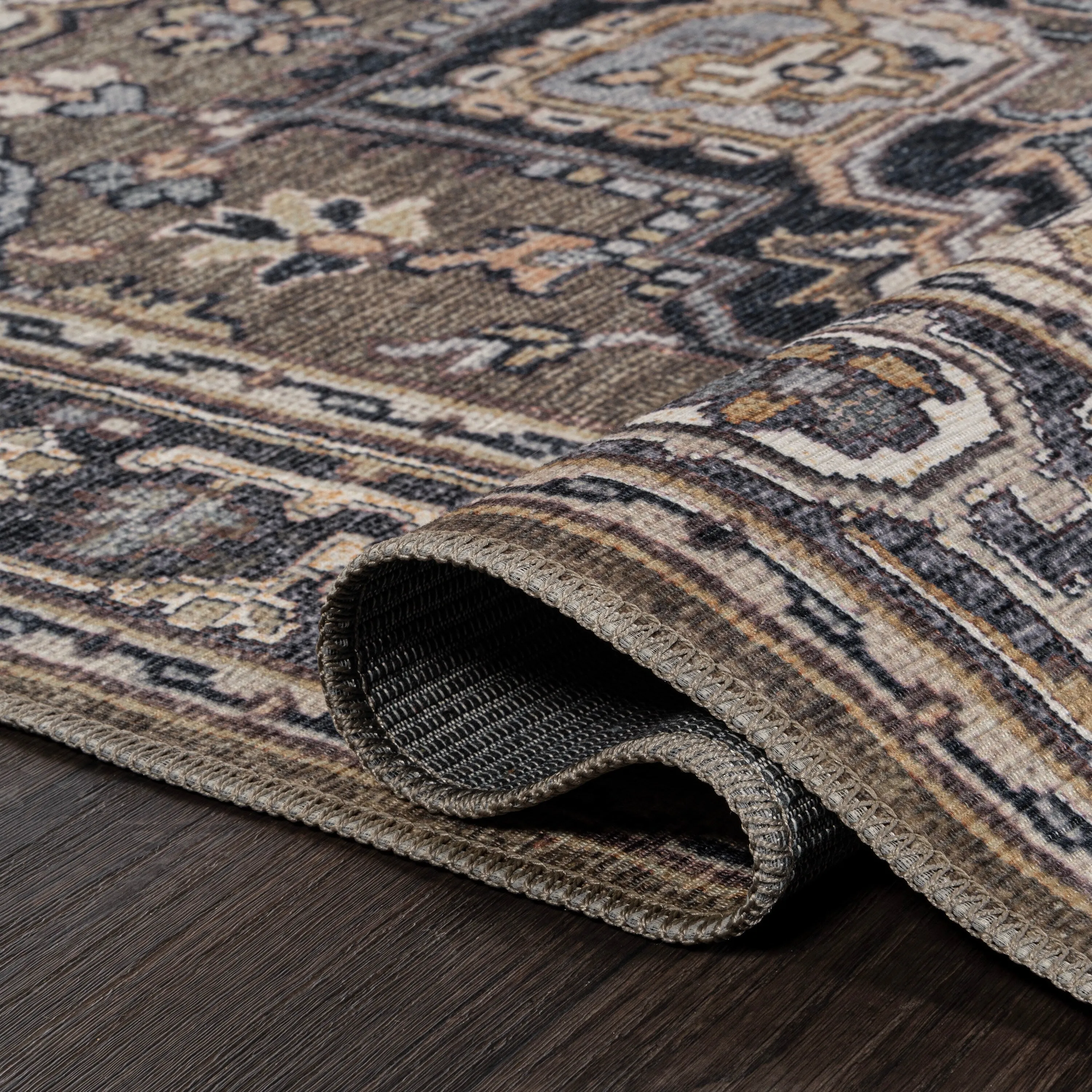 JONATHAN Y Victoria Ornate Large Medallion Machine Washable Area Rug