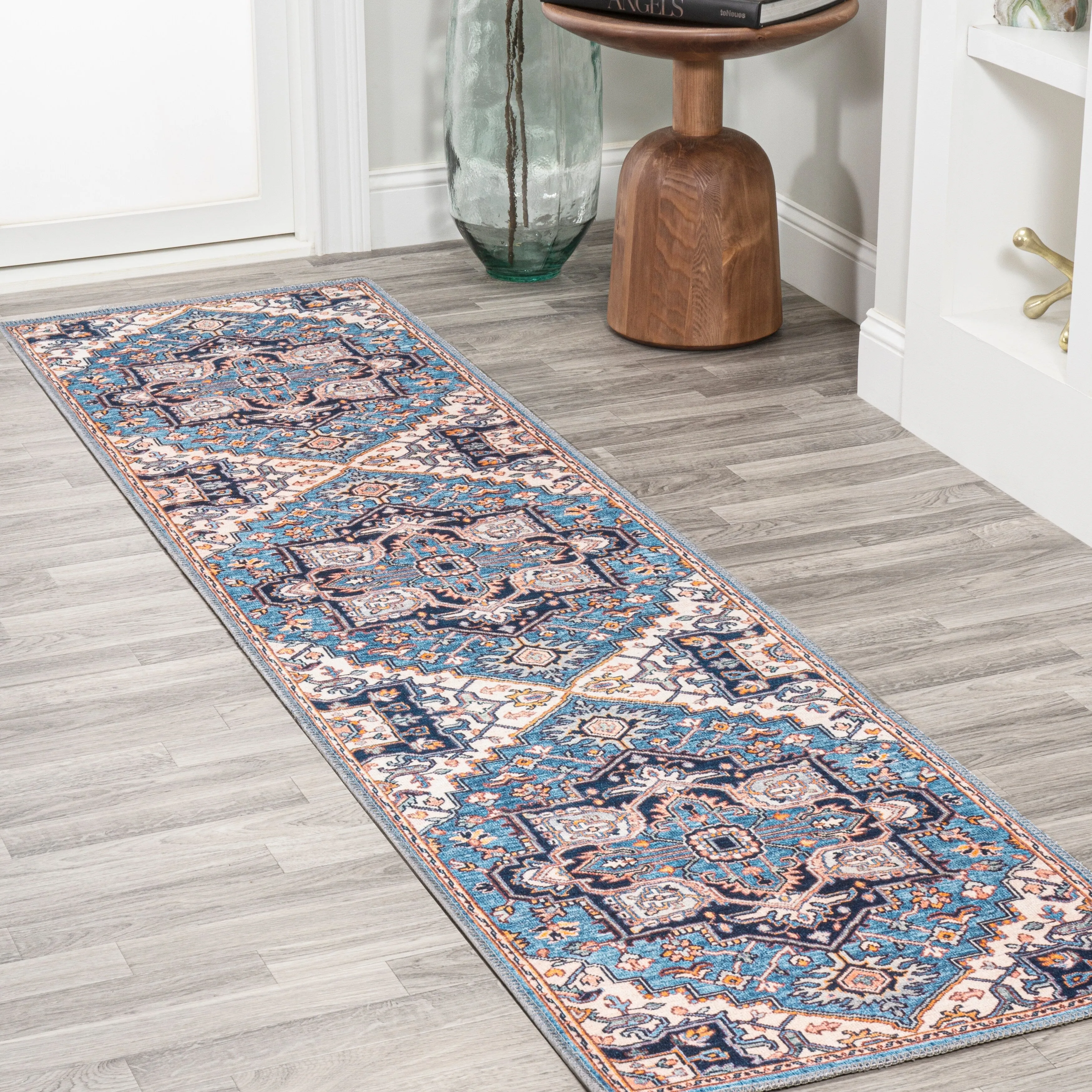 JONATHAN Y Victoria Ornate Large Medallion Machine Washable Area Rug