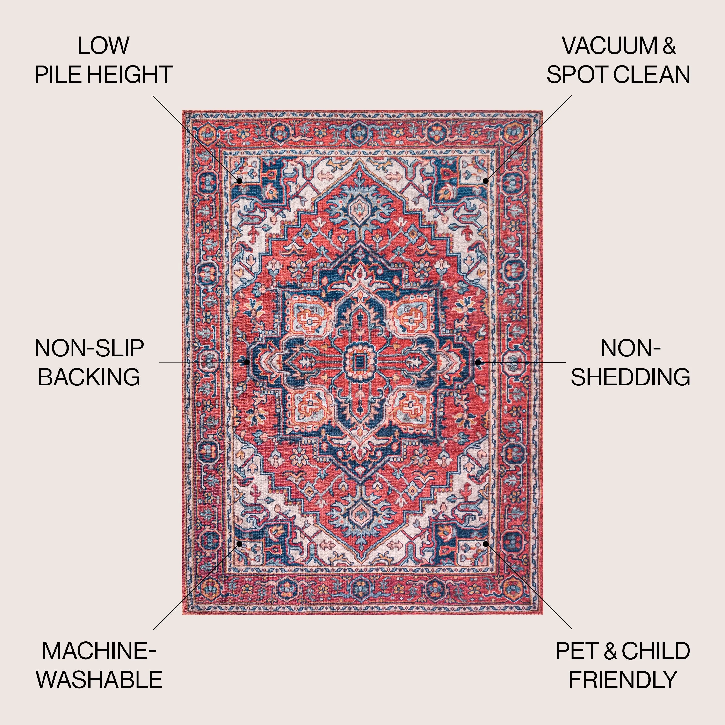 JONATHAN Y Victoria Ornate Large Medallion Machine Washable Area Rug