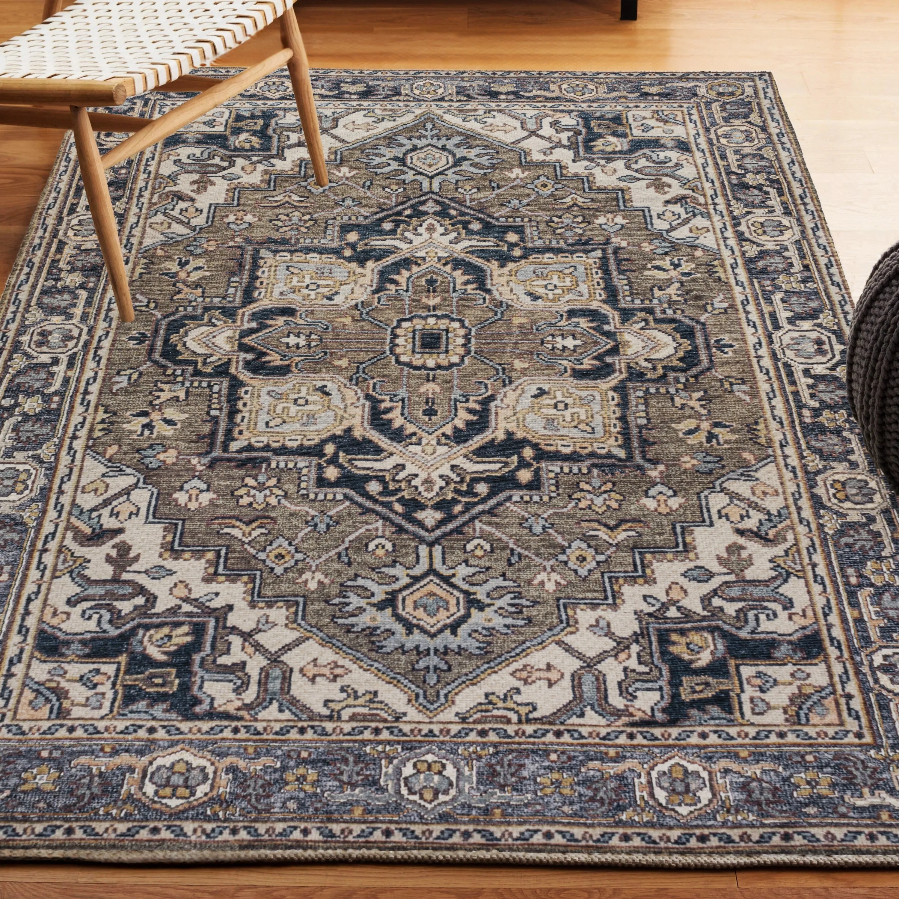 JONATHAN Y Victoria Ornate Large Medallion Machine Washable Area Rug
