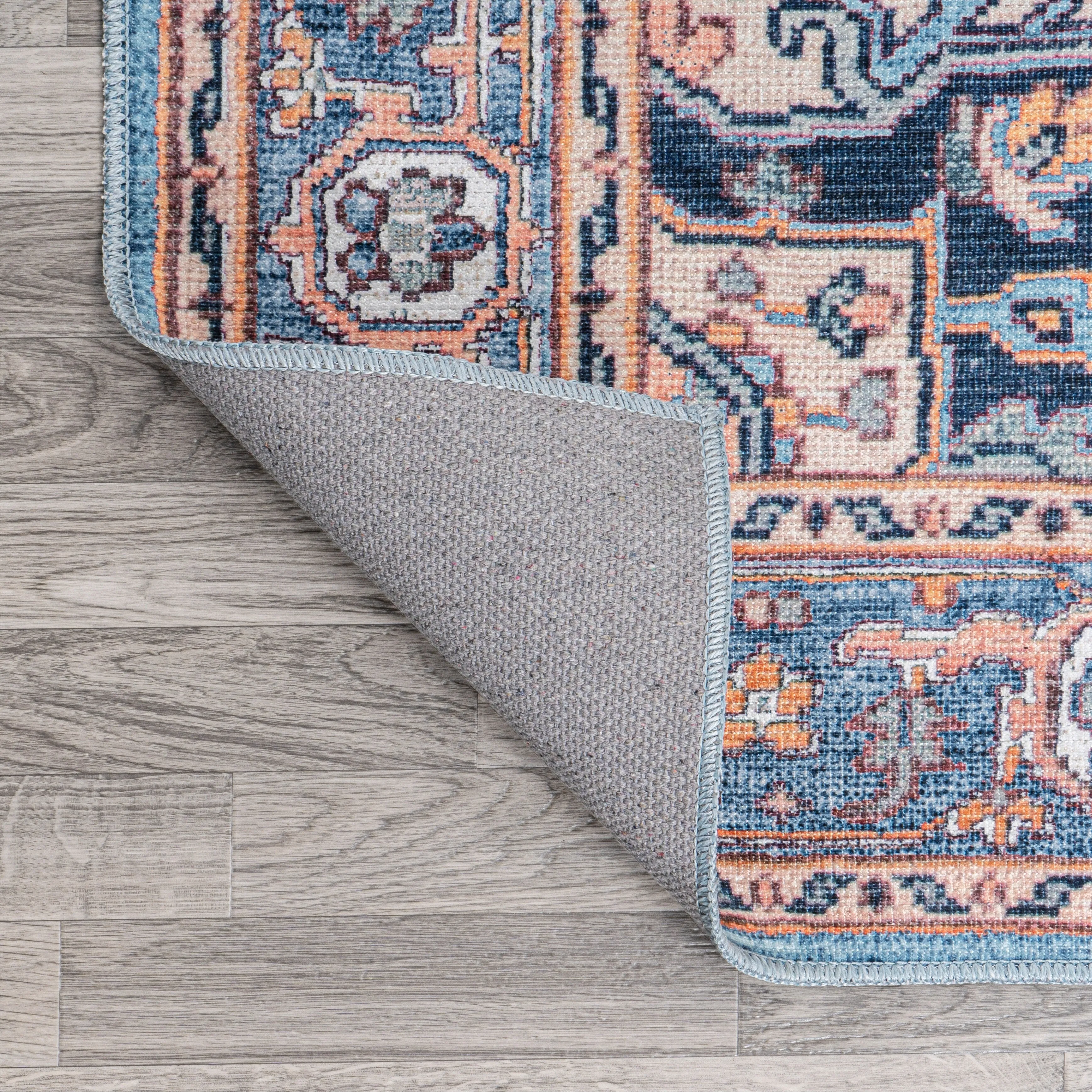 JONATHAN Y Victoria Ornate Large Medallion Machine Washable Area Rug