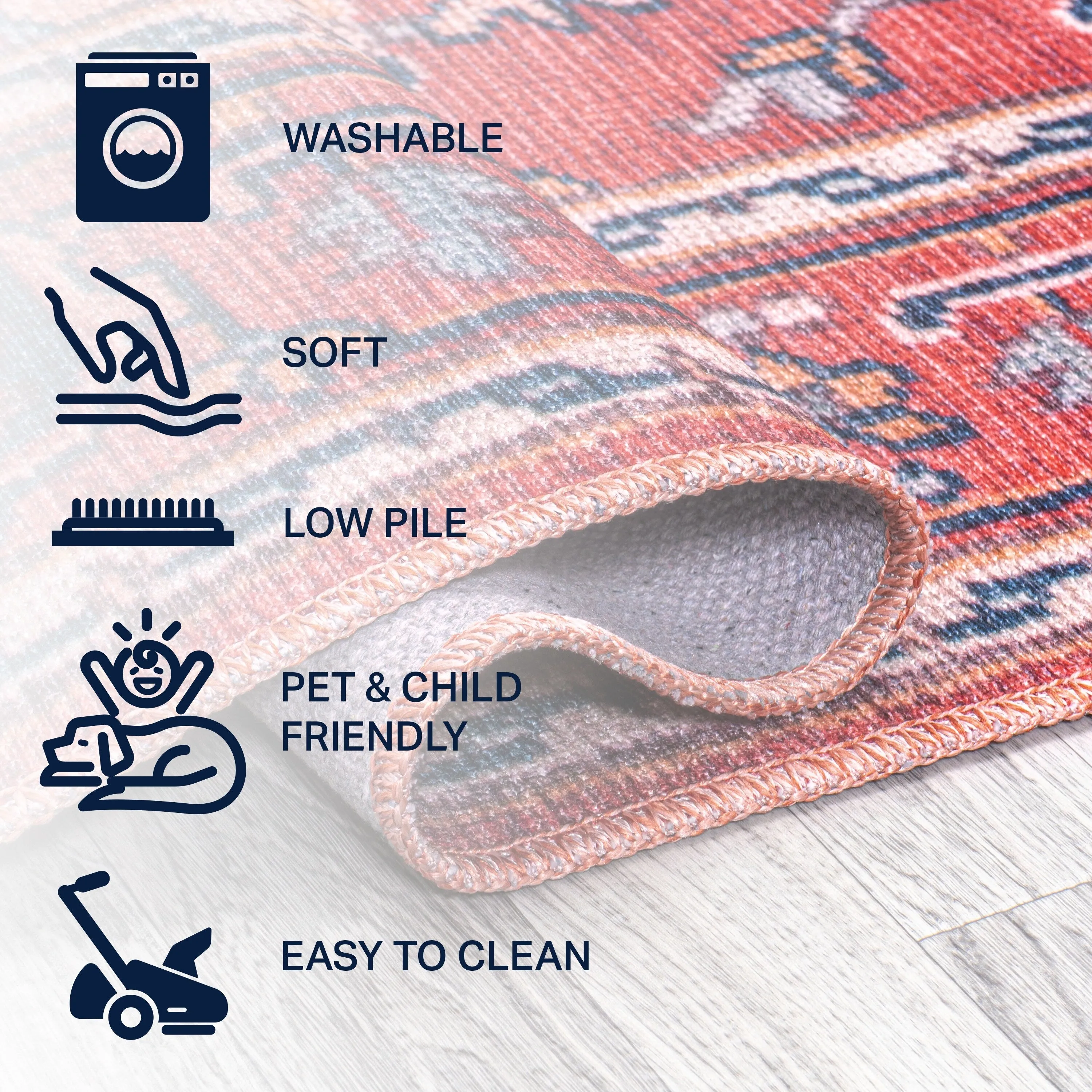 JONATHAN Y Victoria Ornate Large Medallion Machine Washable Area Rug