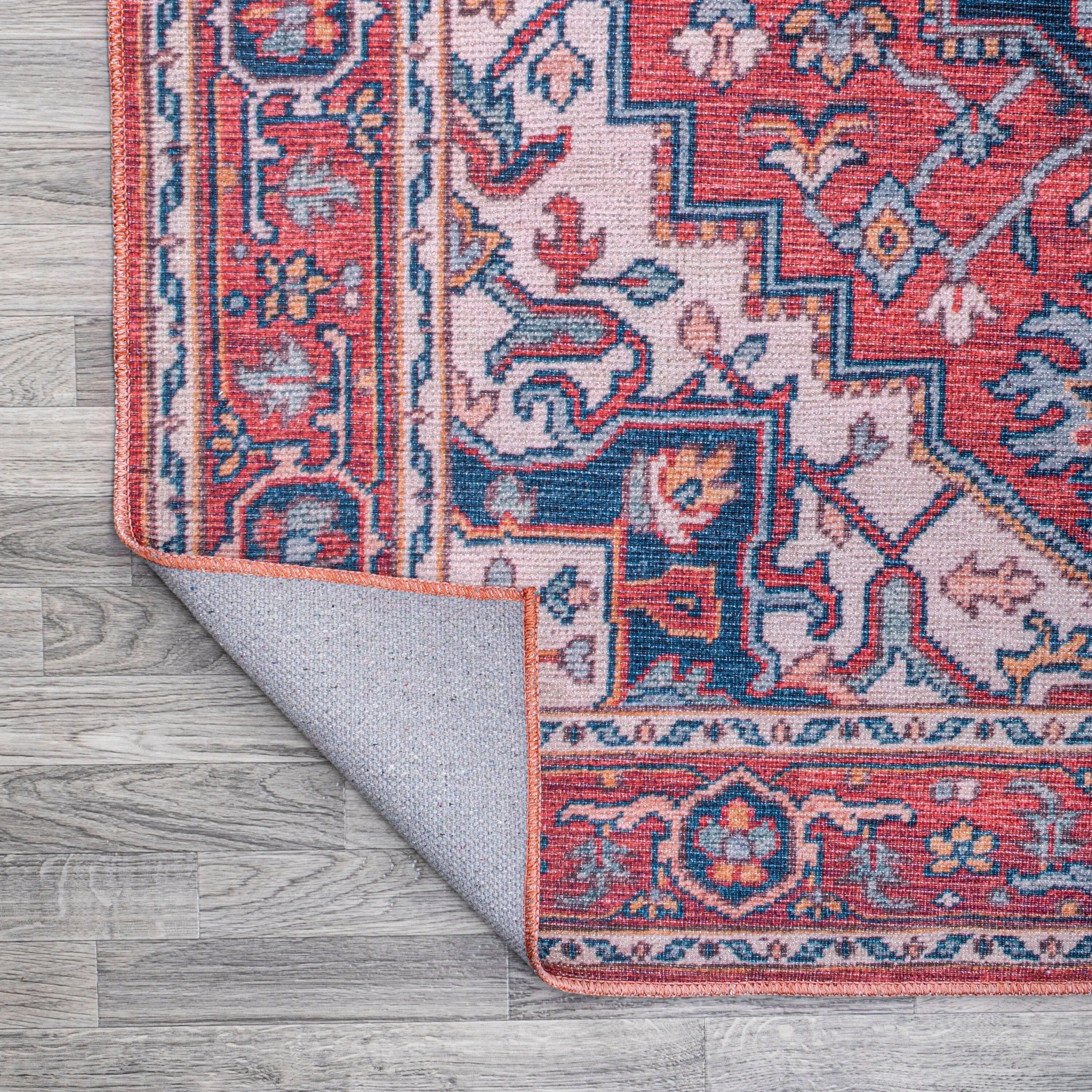JONATHAN Y Victoria Ornate Large Medallion Machine Washable Area Rug