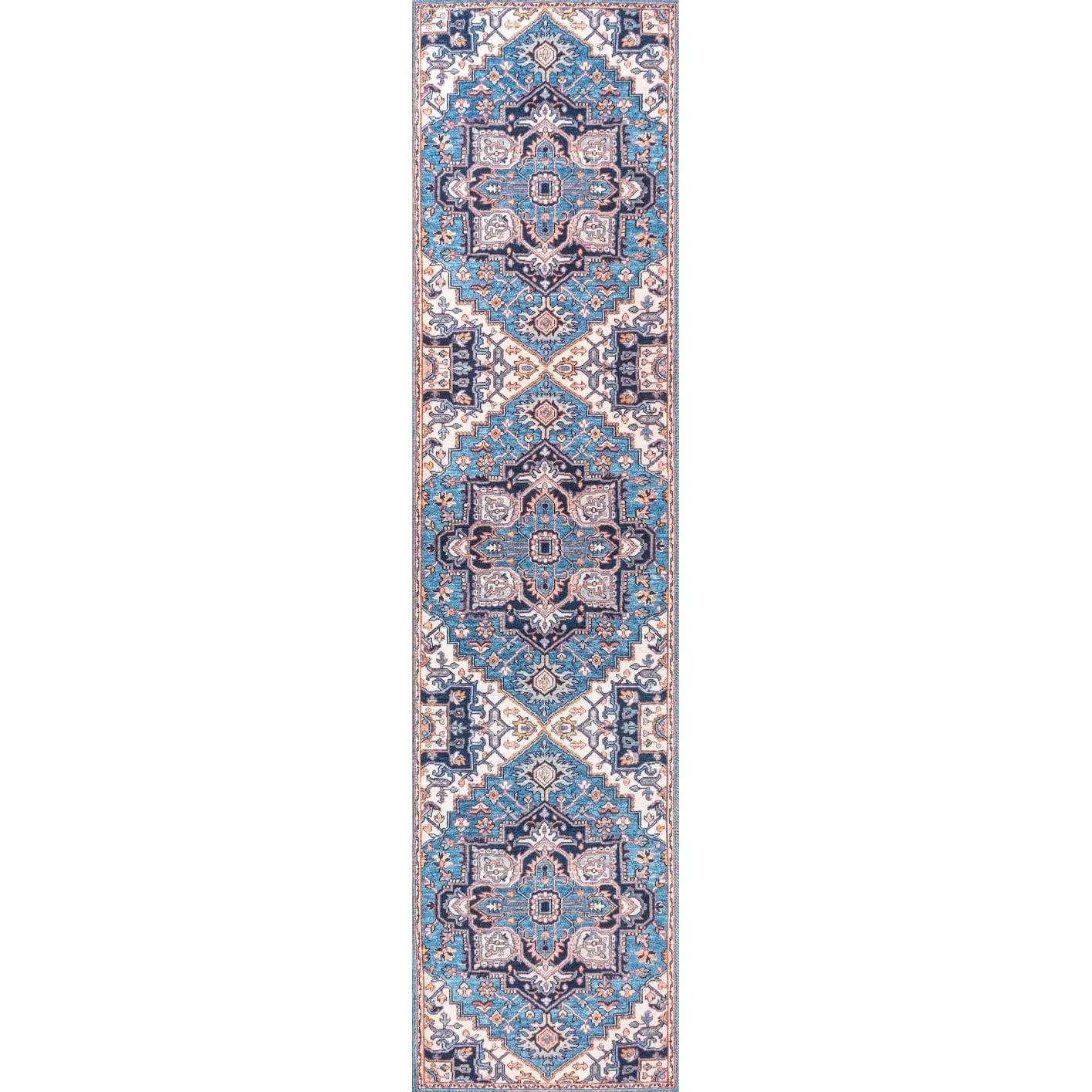 JONATHAN Y Victoria Ornate Large Medallion Machine Washable Area Rug