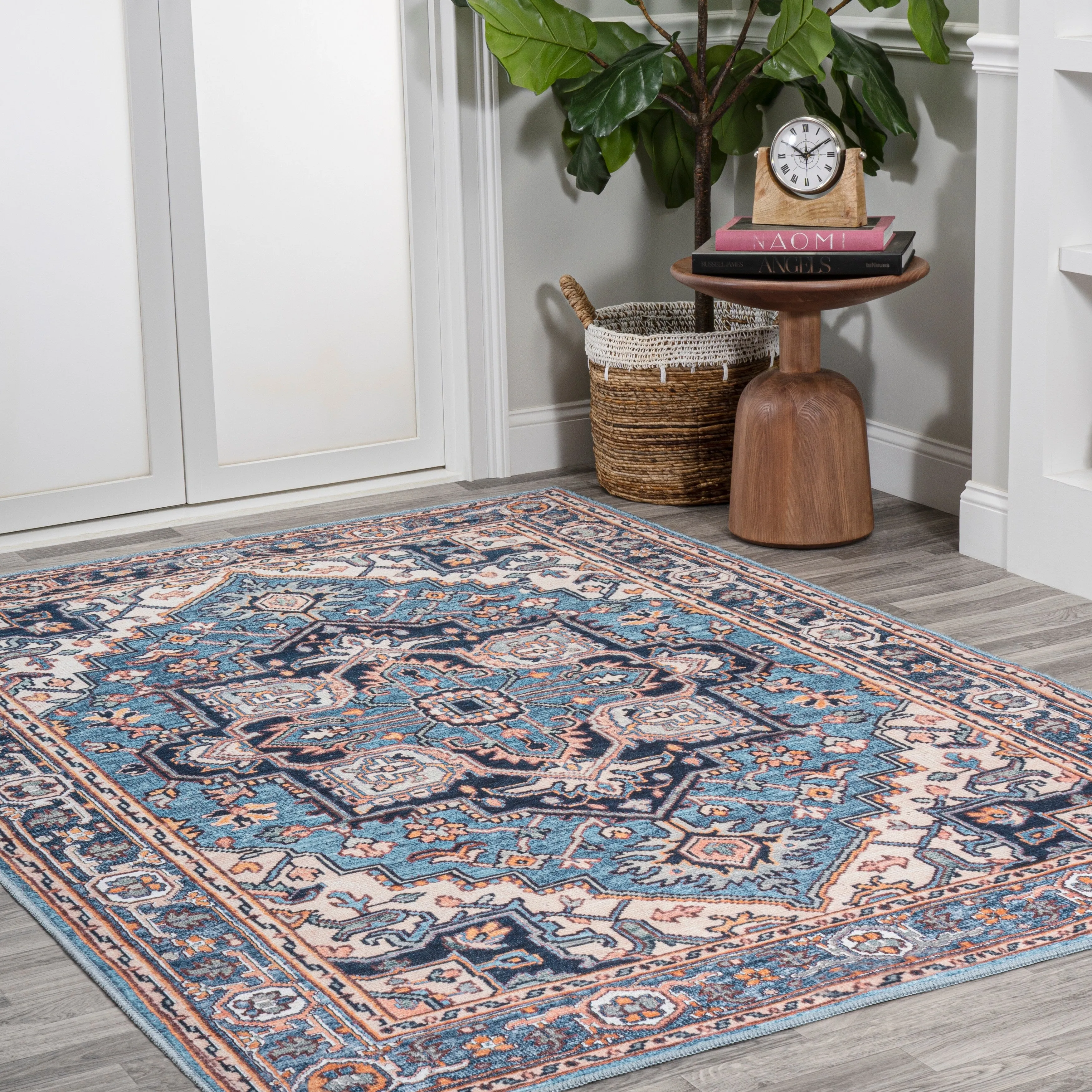 JONATHAN Y Victoria Ornate Large Medallion Machine Washable Area Rug