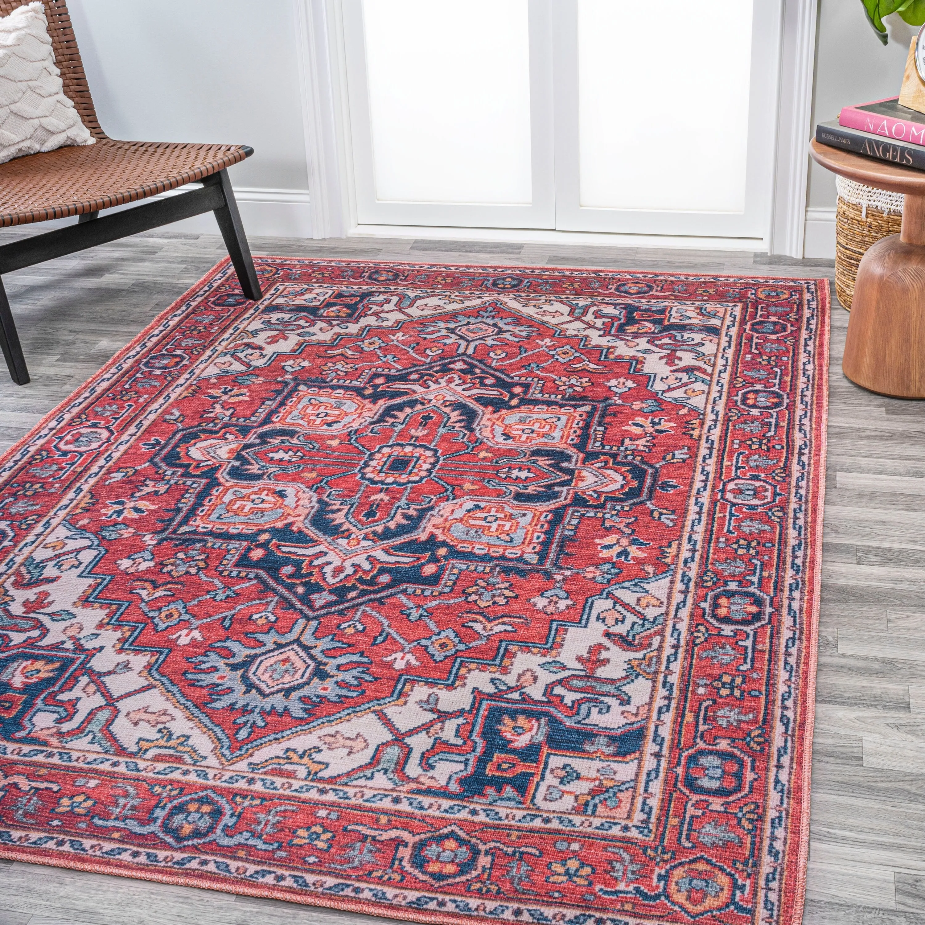 JONATHAN Y Victoria Ornate Large Medallion Machine Washable Area Rug