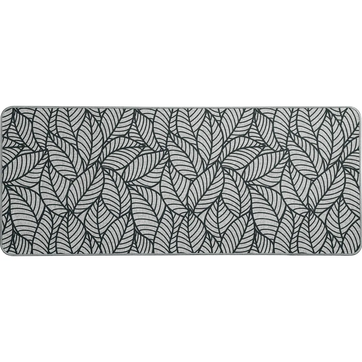 Jungle Printed Kitchen Mat Gray Leaves Design
