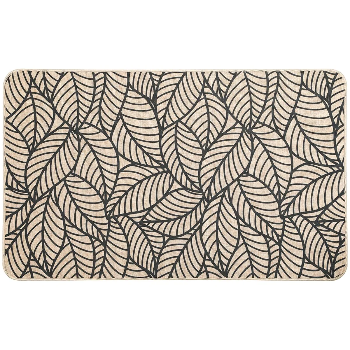 Jungle Printed Kitchen Mat Gray Leaves Design