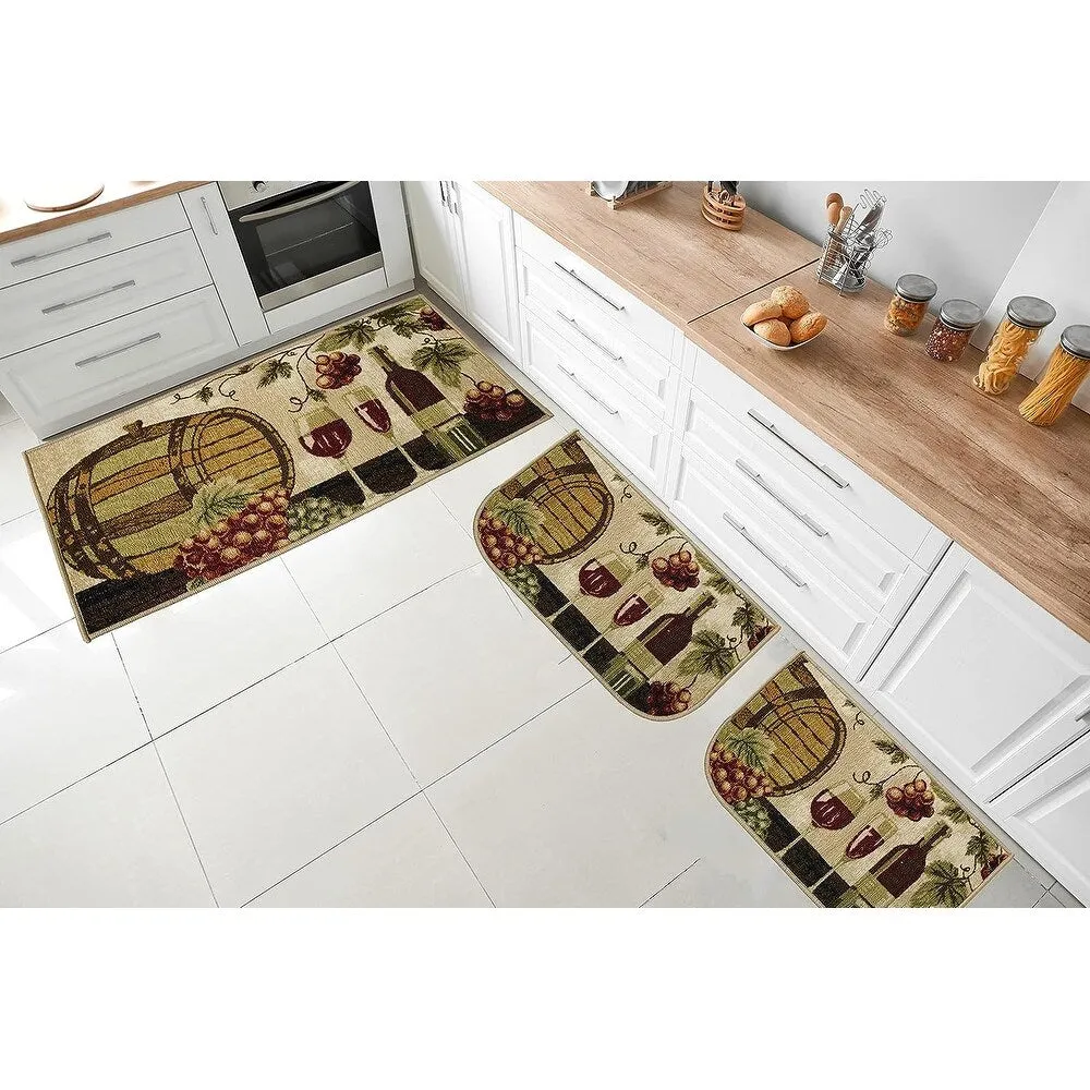 Kashi Home Kitchen Rug. Printed Durable Non Slip Floor Mat. Pretty Farmhouse Design