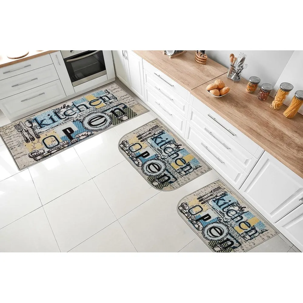 Kashi Home Kitchen Rug. Printed Durable Non Slip Floor Mat. Pretty Farmhouse Design