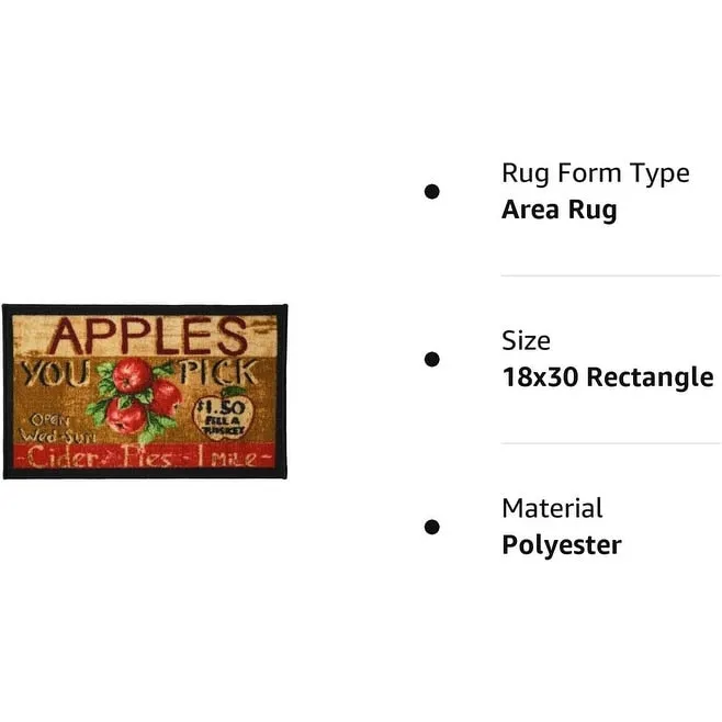 Kashi Home Kitchen Rug. Printed Durable Non Slip Floor Mat. Pretty Farmhouse Design
