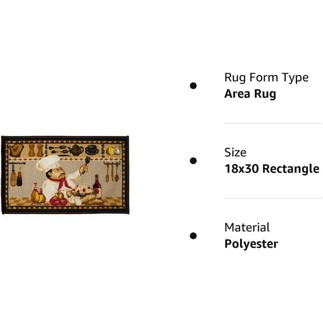Kashi Home Kitchen Rug. Printed Durable Non Slip Floor Mat. Pretty Farmhouse Design