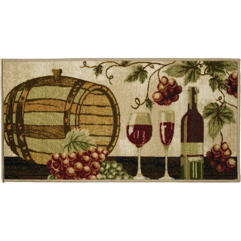 Kashi Home Kitchen Rug. Printed Durable Non Slip Floor Mat. Pretty Farmhouse Design
