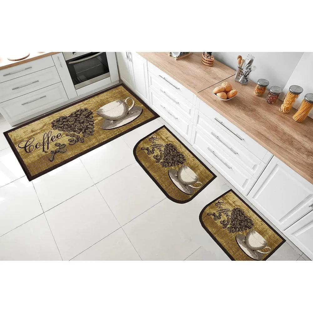 Kashi Home Kitchen Rug. Printed Durable Non Slip Floor Mat. Pretty Farmhouse Design