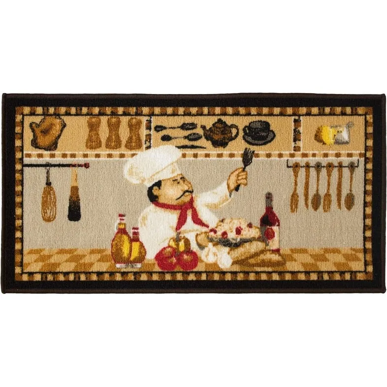 Kashi Home Kitchen Rug. Printed Durable Non Slip Floor Mat. Pretty Farmhouse Design