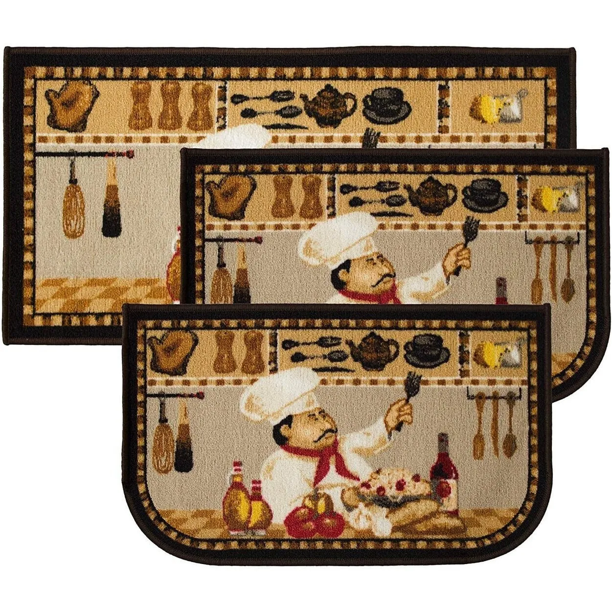 Kashi Home Kitchen Rug. Printed Durable Non Slip Floor Mat. Pretty Farmhouse Design