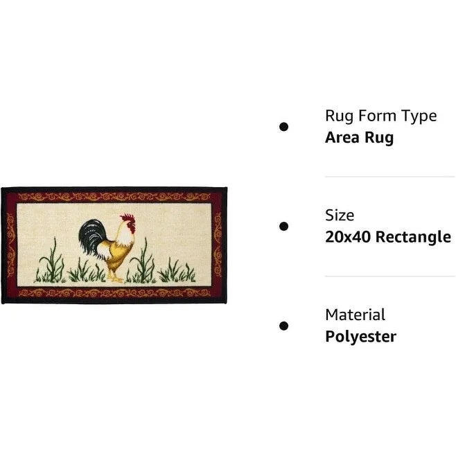 Kashi Home Kitchen Rug. Printed Durable Non Slip Floor Mat. Pretty Farmhouse Design
