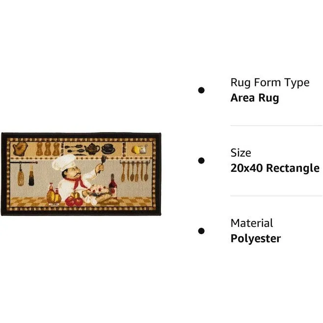 Kashi Home Kitchen Rug. Printed Durable Non Slip Floor Mat. Pretty Farmhouse Design