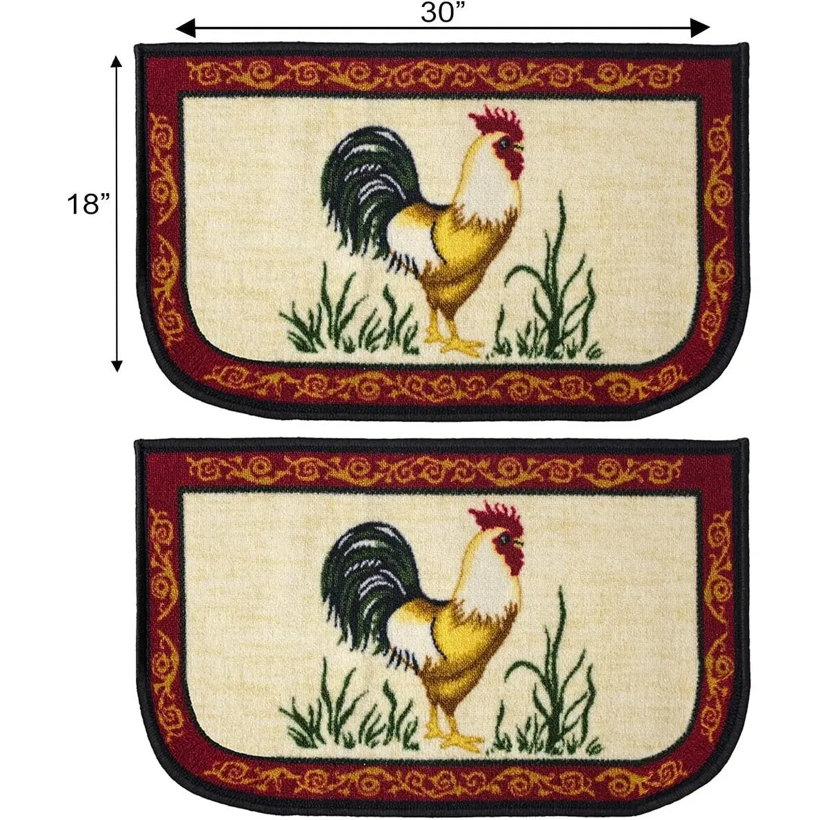 Kashi Home Kitchen Rug. Printed Durable Non Slip Floor Mat. Pretty Farmhouse Design