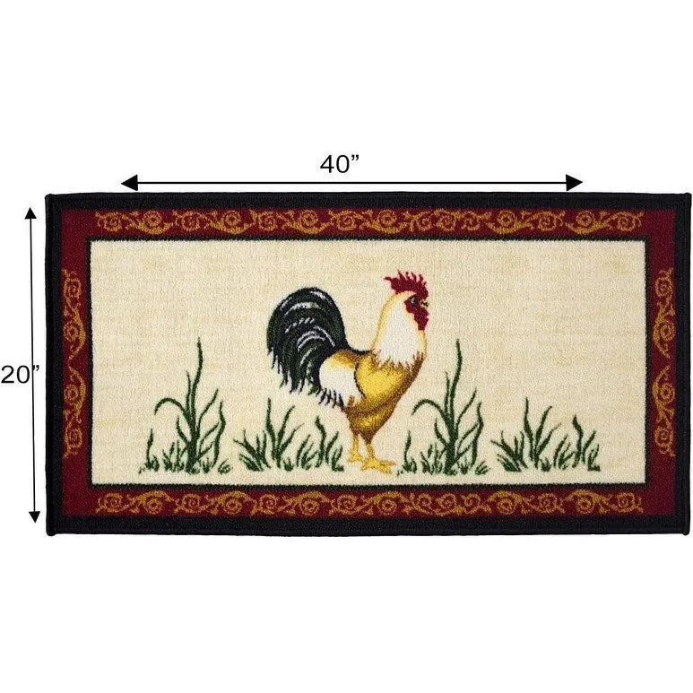 Kashi Home Kitchen Rug. Printed Durable Non Slip Floor Mat. Pretty Farmhouse Design