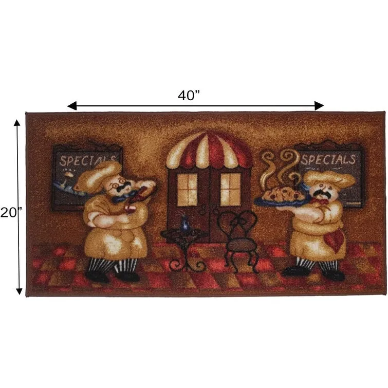 Kashi Home Kitchen Rug. Printed Durable Non Slip Floor Mat. Pretty Farmhouse Design