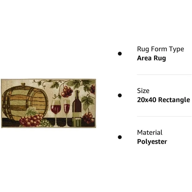 Kashi Home Kitchen Rug. Printed Durable Non Slip Floor Mat. Pretty Farmhouse Design