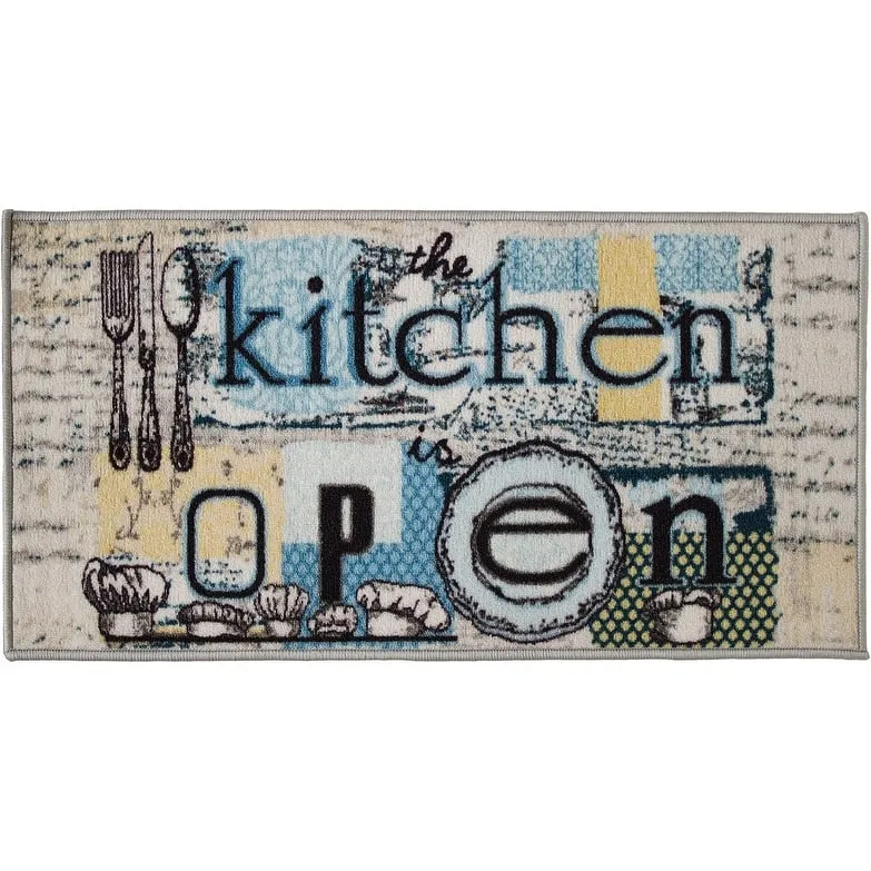 Kashi Home Kitchen Rug. Printed Durable Non Slip Floor Mat. Pretty Farmhouse Design