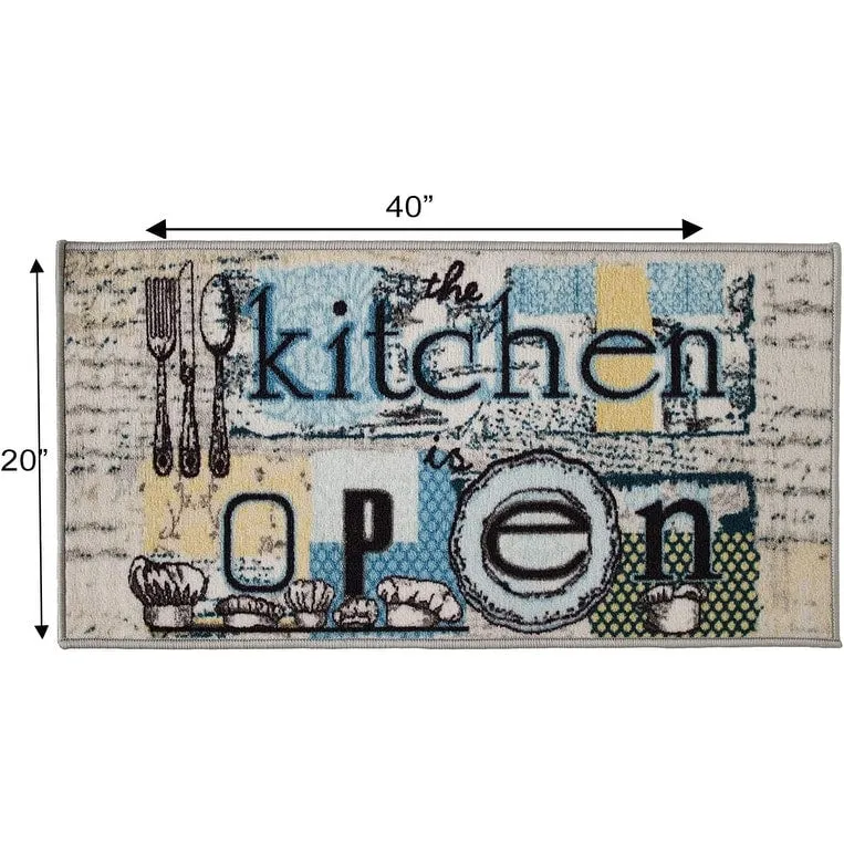 Kashi Home Kitchen Rug. Printed Durable Non Slip Floor Mat. Pretty Farmhouse Design