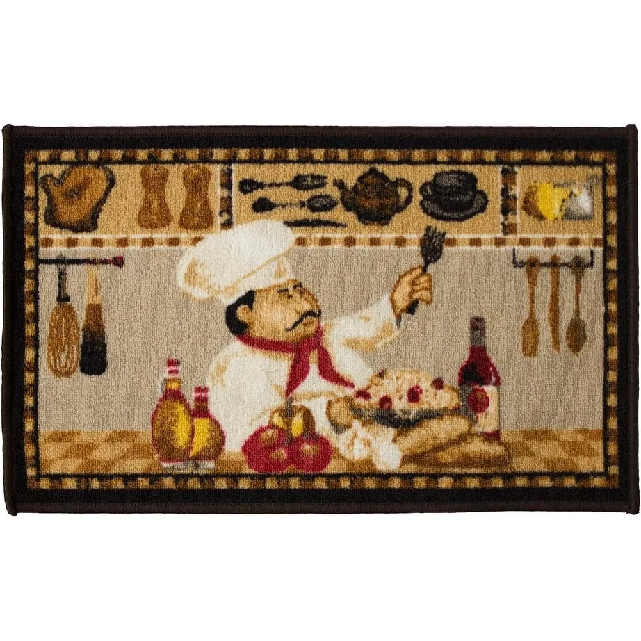 Kashi Home Kitchen Rug. Printed Durable Non Slip Floor Mat. Pretty Farmhouse Design
