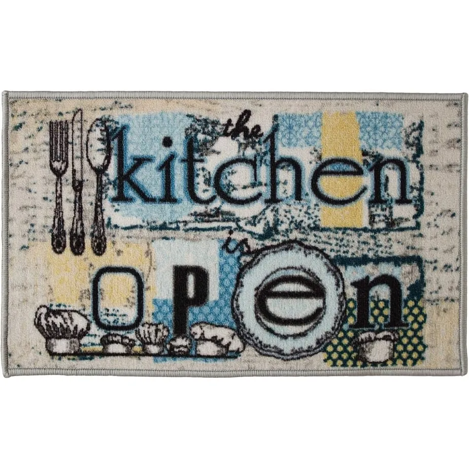 Kashi Home Kitchen Rug. Printed Durable Non Slip Floor Mat. Pretty Farmhouse Design