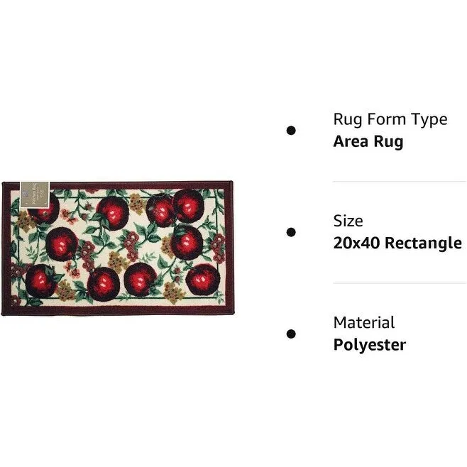 Kashi Home Kitchen Rug. Printed Durable Non Slip Floor Mat. Pretty Farmhouse Design