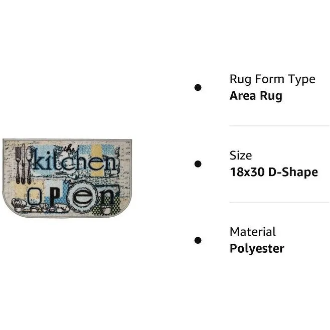 Kashi Home Kitchen Rug. Printed Durable Non Slip Floor Mat. Pretty Farmhouse Design