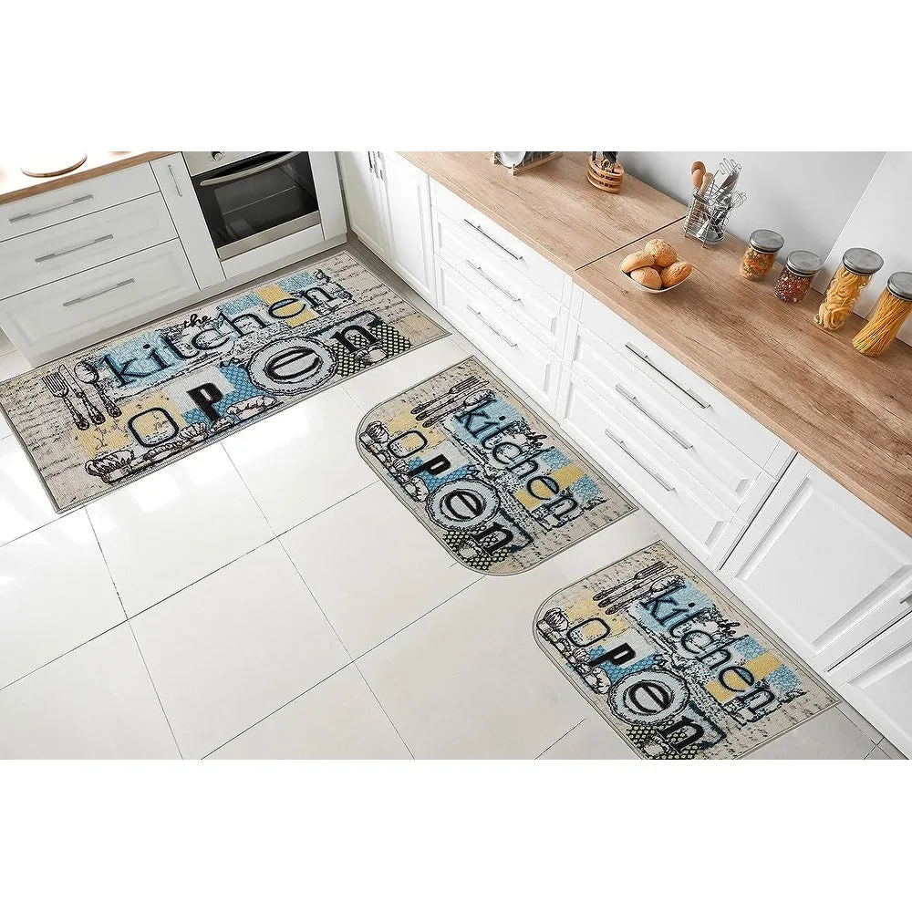 Kashi Home Kitchen Rug. Printed Durable Non Slip Floor Mat. Pretty Farmhouse Design
