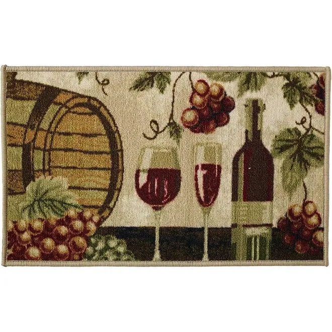 Kashi Home Kitchen Rug. Printed Durable Non Slip Floor Mat. Pretty Farmhouse Design
