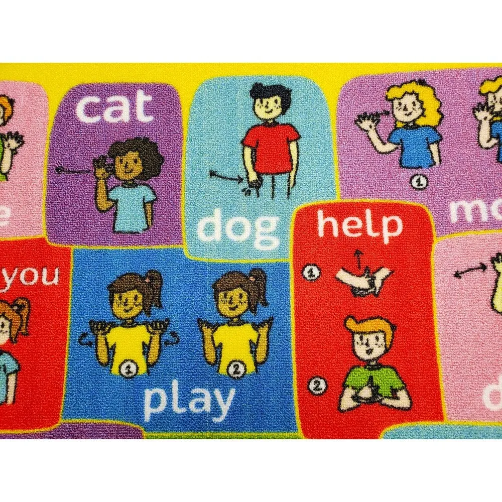 KC Cubs ABC Alphabet ASL Sign Language Educational Learning Polypropylene Kids and Children Area Rug