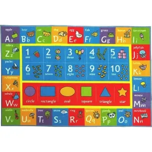KC Cubs Playtime Collection ABC Alphabet. Numbers. and Shapes Multicolor Polypropylene Educational Area Rug