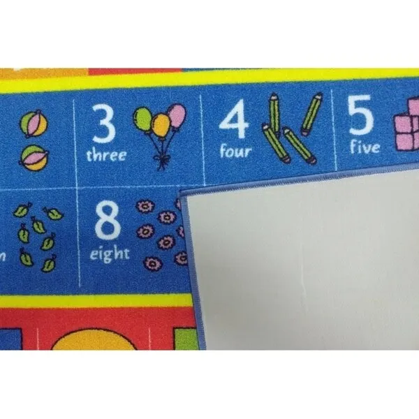 KC Cubs Playtime Collection ABC Alphabet. Numbers. and Shapes Multicolor Polypropylene Educational Area Rug