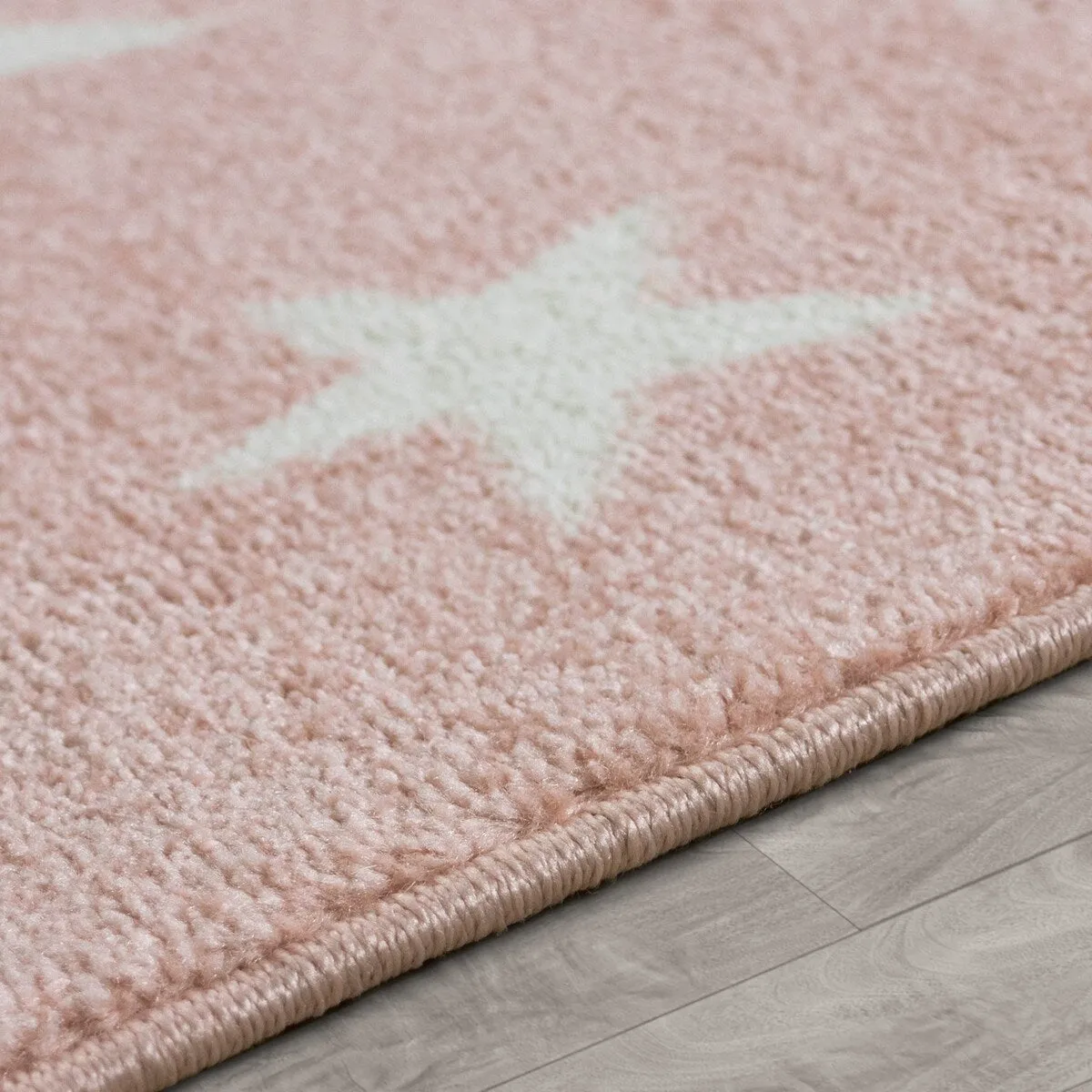 Kids Rug with Stars for Nursery Starry Sky in grey. pink and green