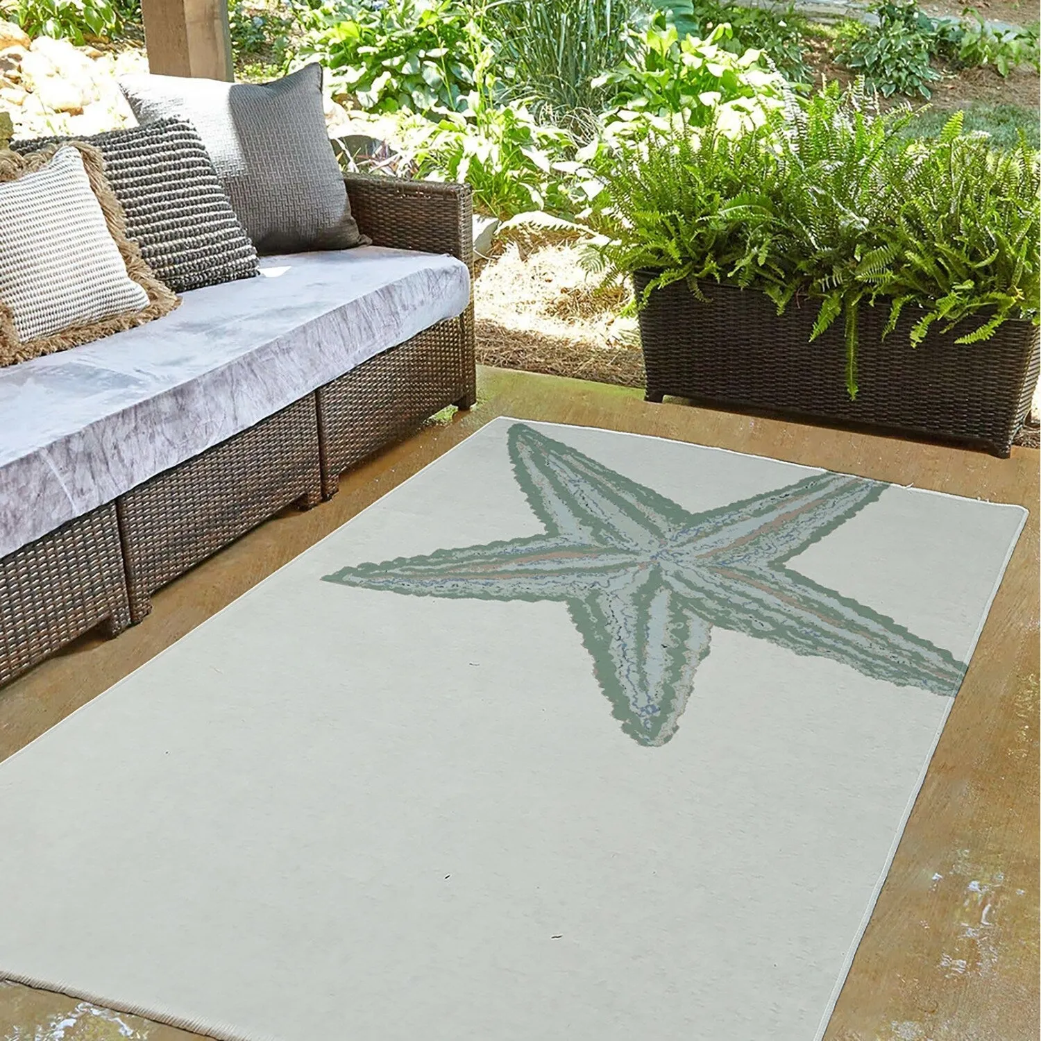 Large Starfish Nautical Indoor/Outdoor Rug