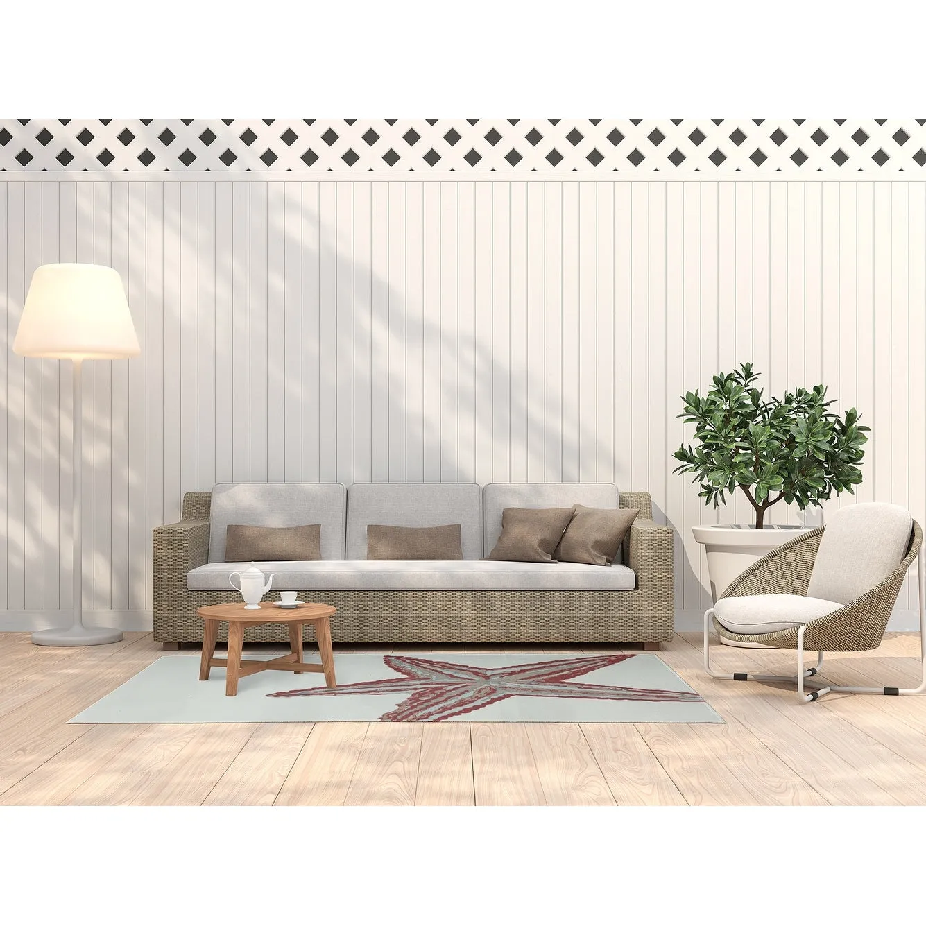 Large Starfish Nautical Indoor/Outdoor Rug