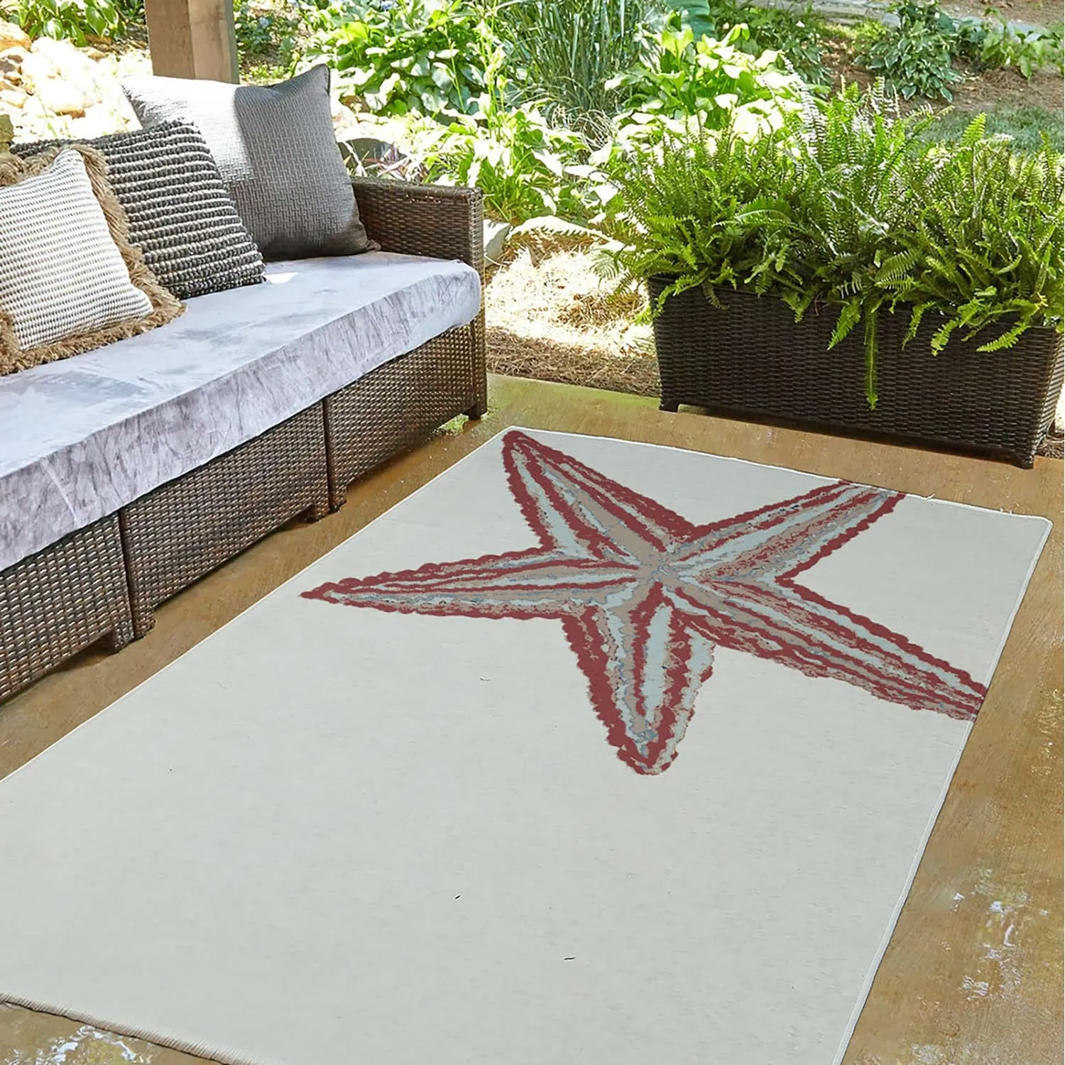 Large Starfish Nautical Indoor/Outdoor Rug