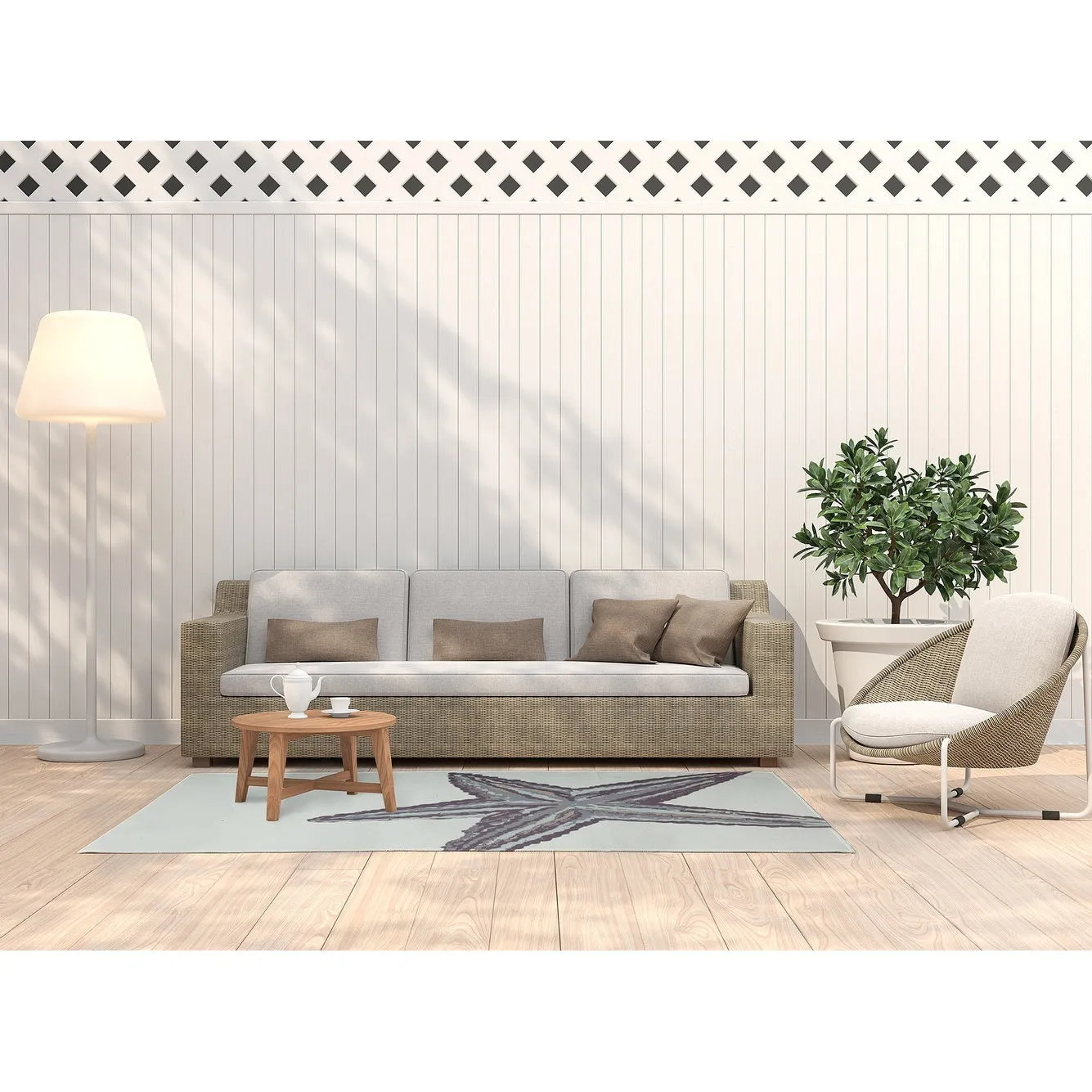 Large Starfish Nautical Indoor/Outdoor Rug