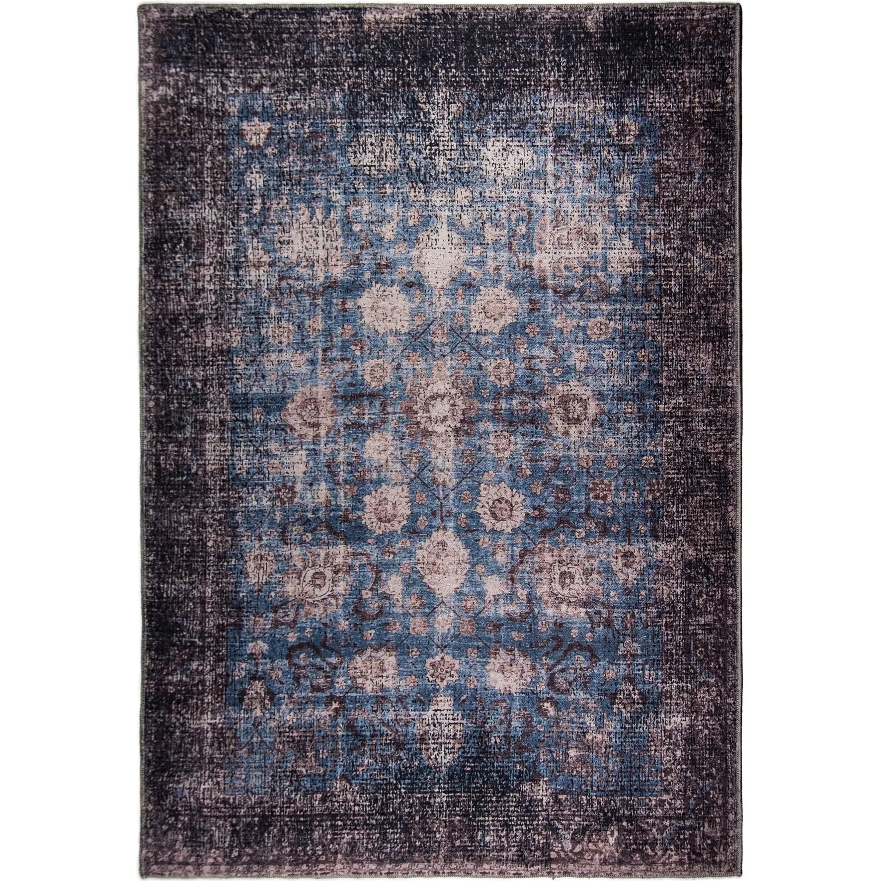 L'Baiet Amelie Blue Distressed Machine Washable Rug