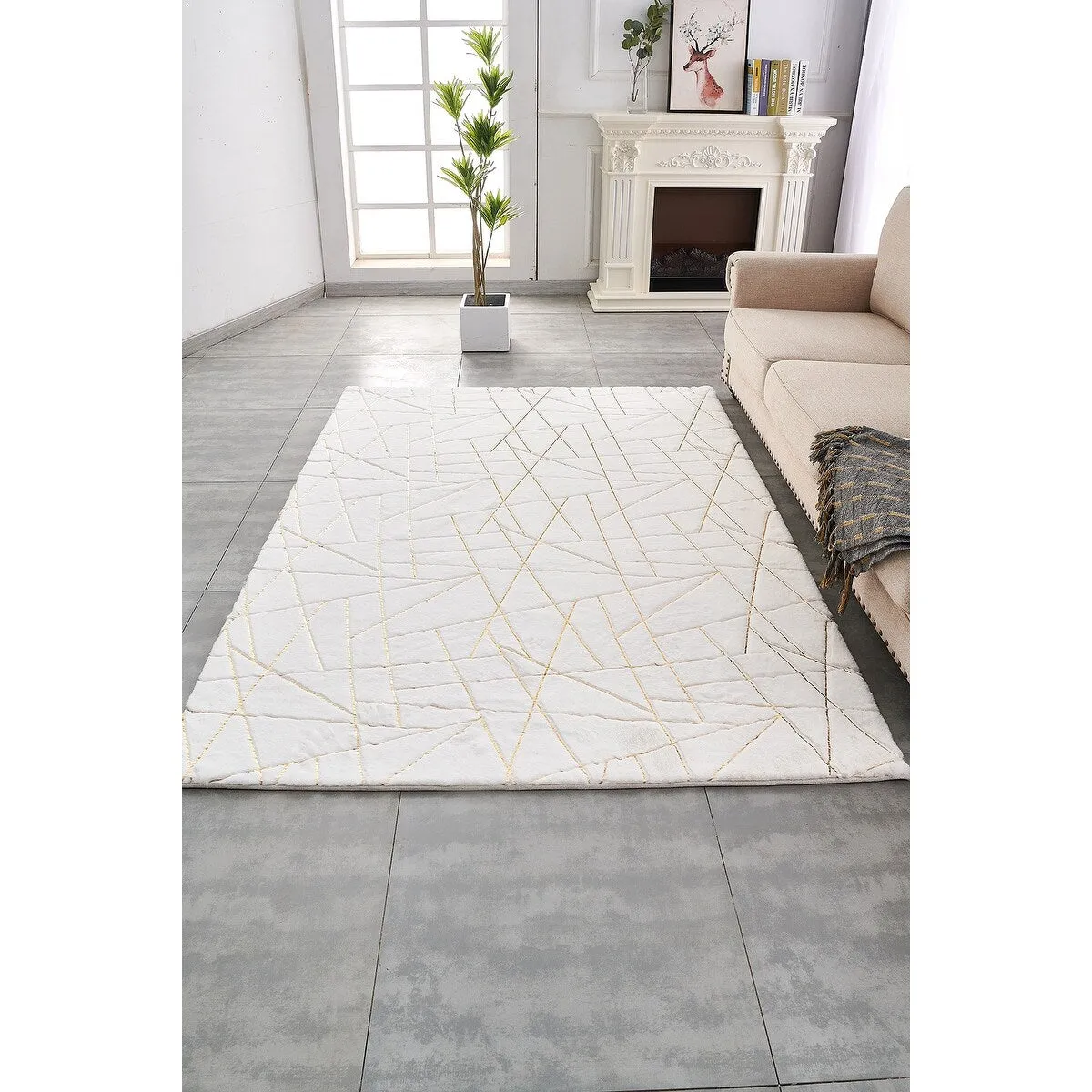 Lily Luxury Geometric Abstract Gilded Rectangular Area Rug
