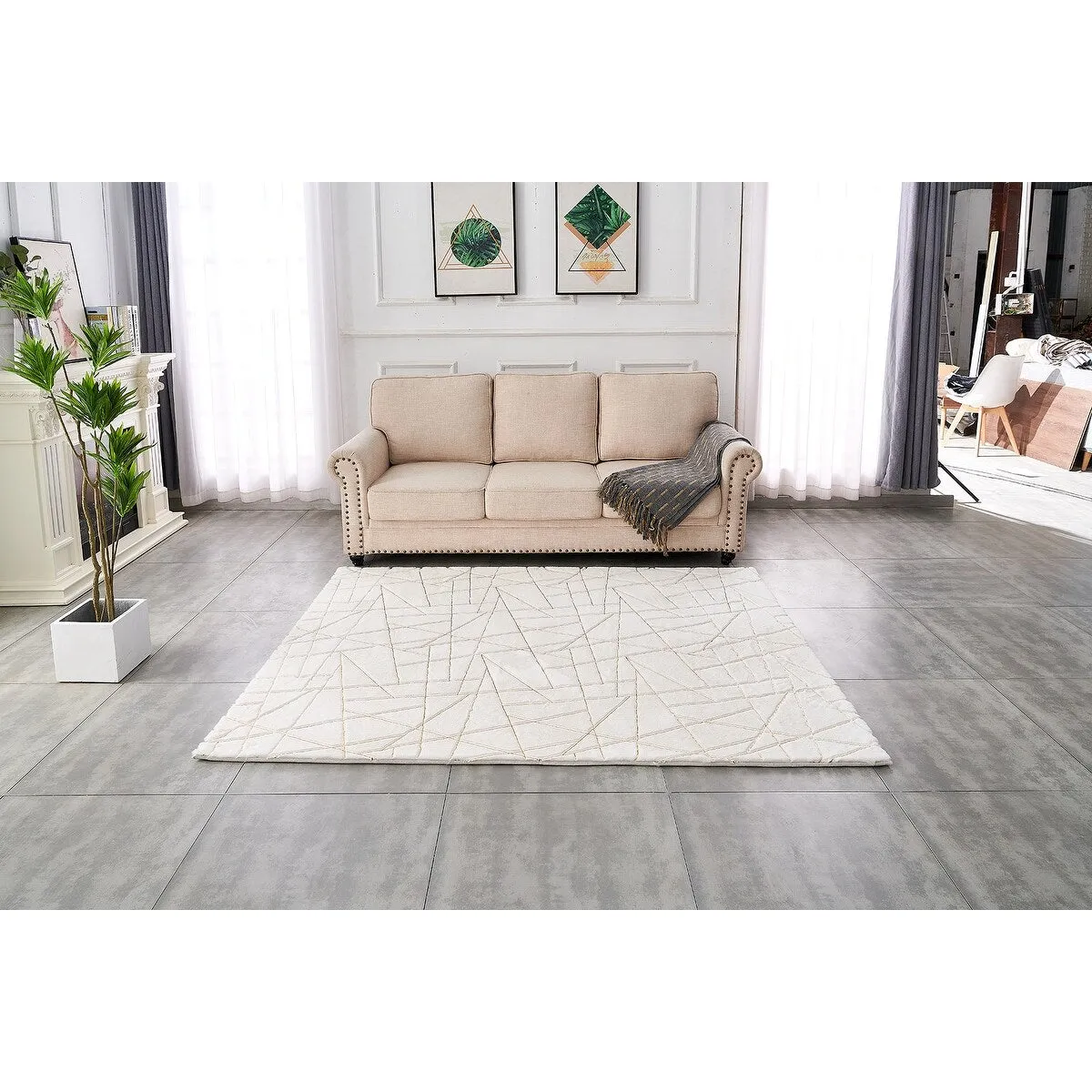 Lily Luxury Geometric Abstract Gilded Rectangular Area Rug