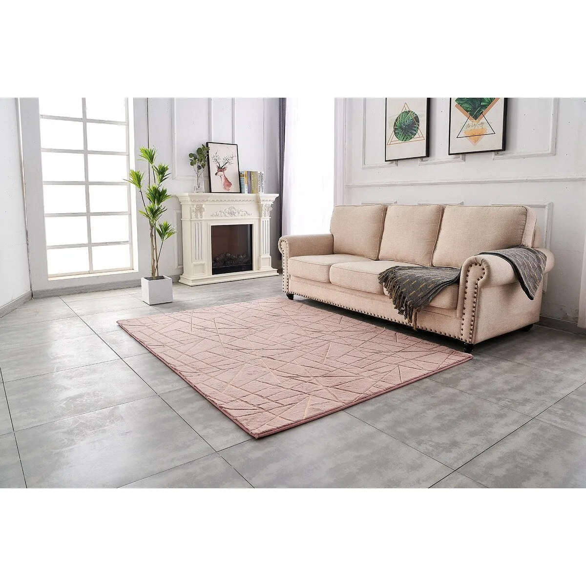 Lily Luxury Geometric Abstract Gilded Rectangular Area Rug