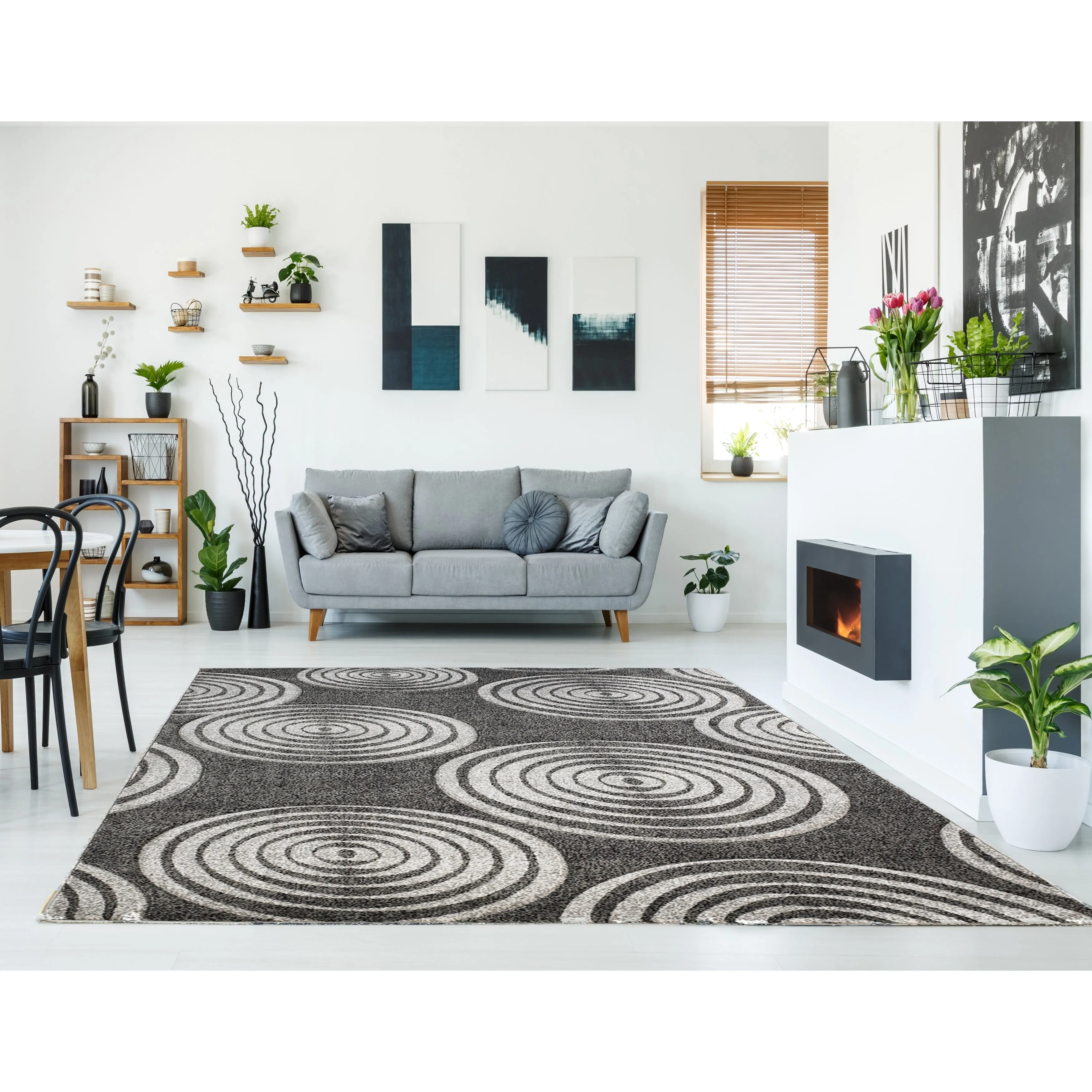 Linon Milan Collection Circles Area Rug